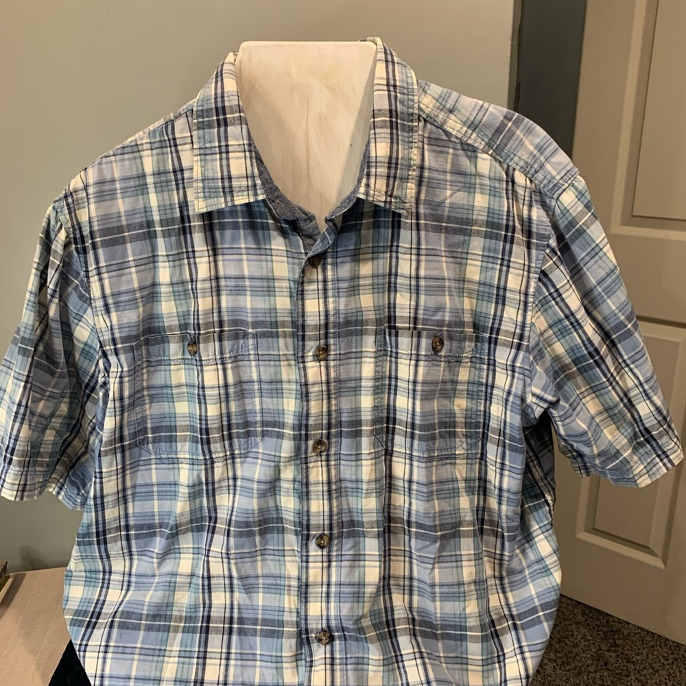 Outdoor Life Blue and White Casual Button Down Shirt